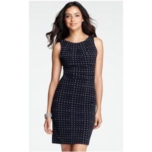 Ann Taylor Parallel Dot Tucked Sleeveless Dress